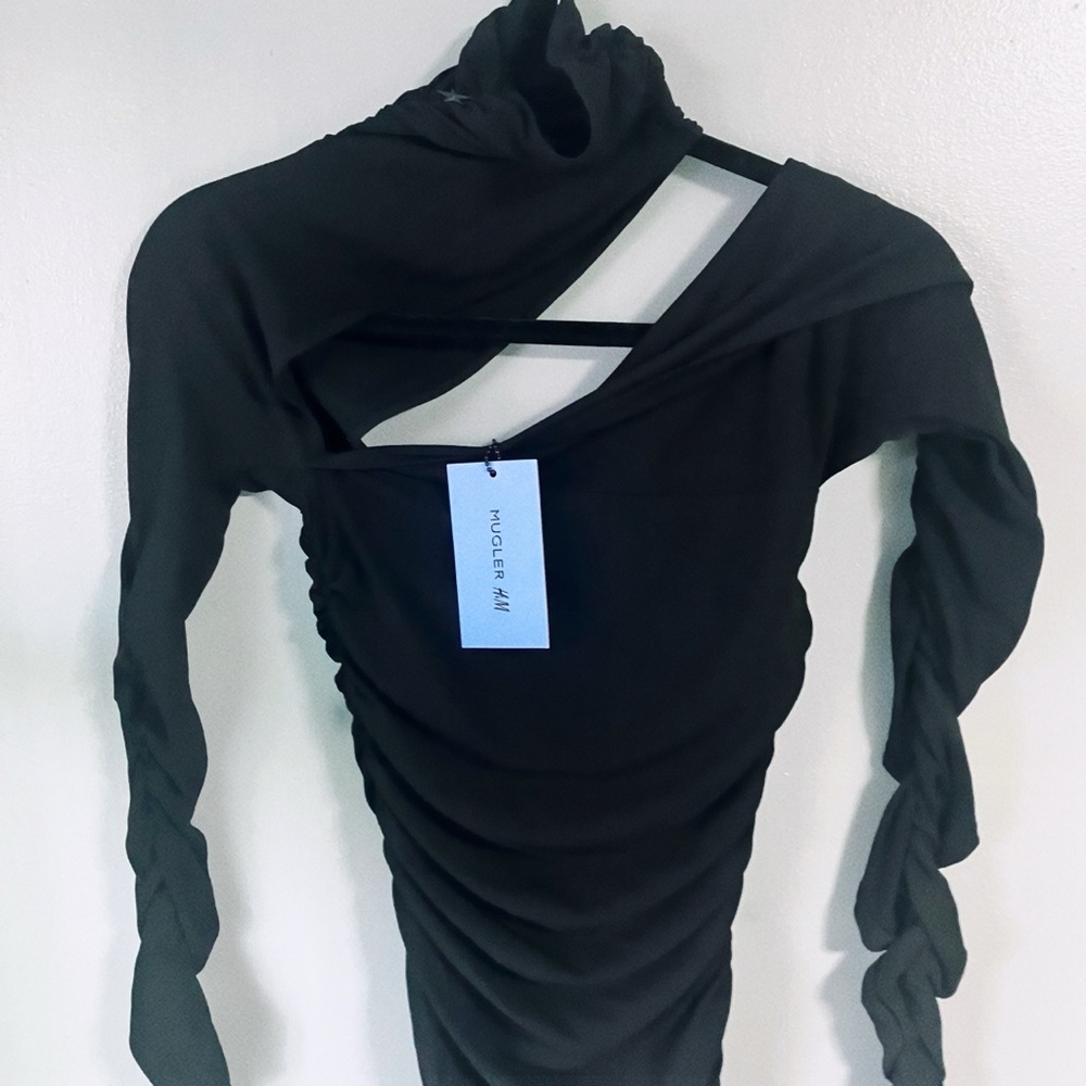 ✯ Mugler x H&M Gathered One Shoulder Mini Dress ✯